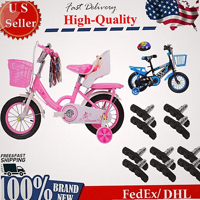 12/16In Kids' Bike in Bright Blue with Training Wheels Helmet for Boys Aged 2-7