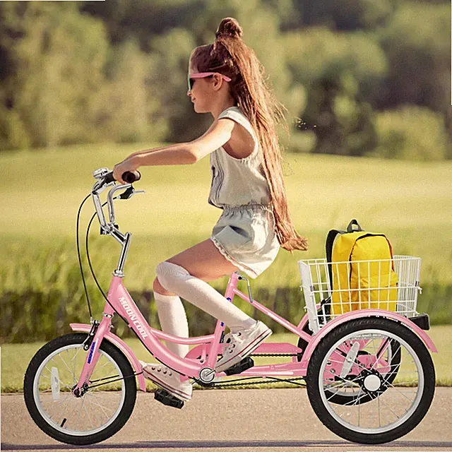 16 inch Tricycle One Speed 3-Wheeled Bicycles with Adjustable Height Rear Basket