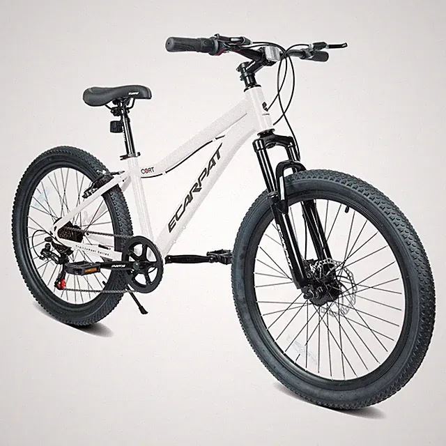 24 Inch Mountain Bike with 7 Speeds & Front Suspension Steel Frame Bicycle