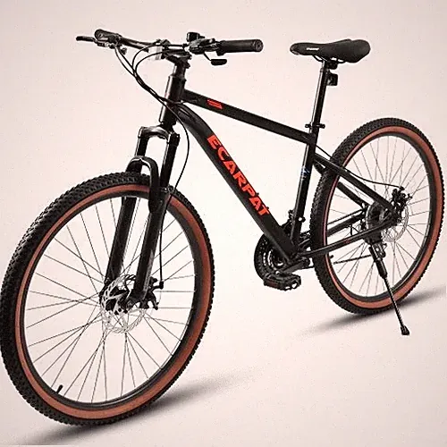 24" Mountain Bike Teenagers 21-Speed Disc Brakes Black High Carbon Steel Frame