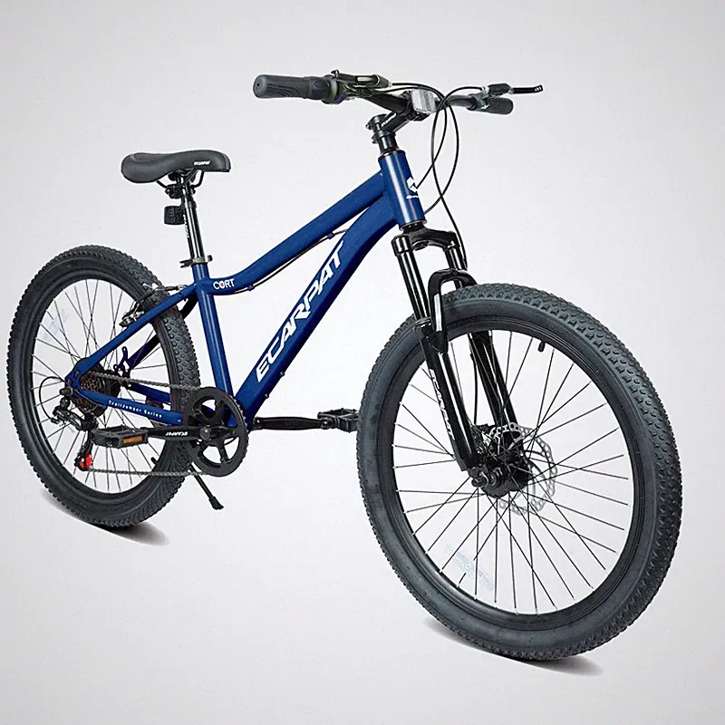 24" Mountain Bike with 7 Speeds & Front Suspension Steel Frame Bicycle For Youth