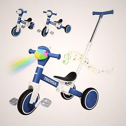 Blue Tricycle for Toddlers 1-3 Year Olds - 5 in 1 Balance Bike - 2-4 Years