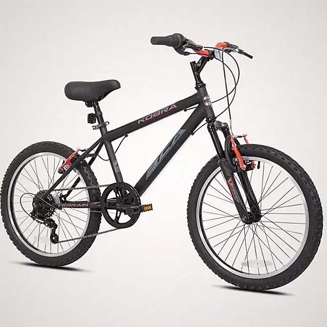 Boys' Kobra Mountain Bike 20" Wheels Steel Frame, Ages 8-12, Black