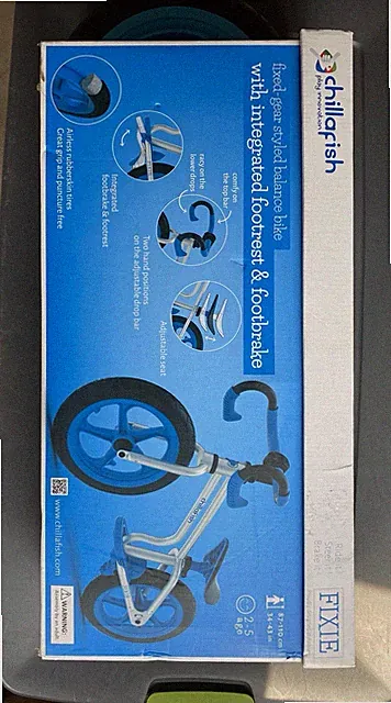 Chillafish Fixed Gear Styled Balance Bike 2-5 Years Old Blue and Black New