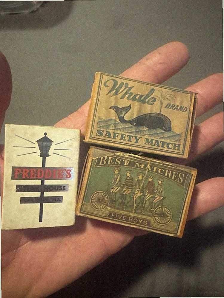 Five Boys Bicycle Tandem Safety Matches Vintage 1940s Whale Freddie’s Lot Rare