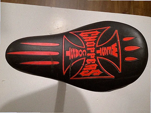 Jesse James West Coast Chopper Bicycle Seat With Post - Red and Black