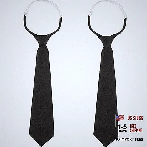 JIEYAO Black Ties for Women, 13" Pre-Tied Girls/Boys Neckties, Adjustable 2 Pcs