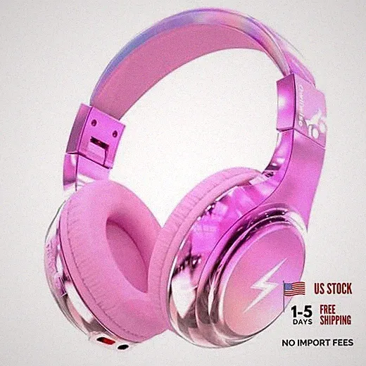 Kids Bluetooth Headphones, 74/85dB Volume Limited, 65H Playtime, Built-in Pink