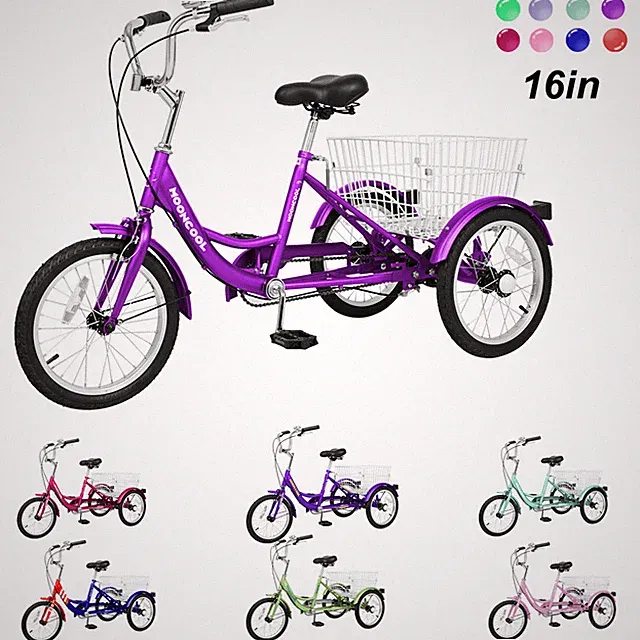 NAIZEA 16 inch Kid Tricycle Children Stable Trike with Large Rear Basket 1-Speed