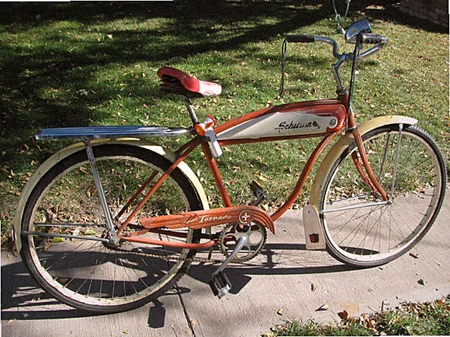 SCHWINN TORNADO 26" "RARE" 1957 BOYS TANK & RACK BICYCLE
