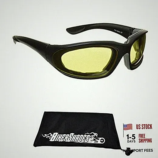 Small Motorcycle Sunglasses Foam Padded for Women, Boys and Girls Yellow