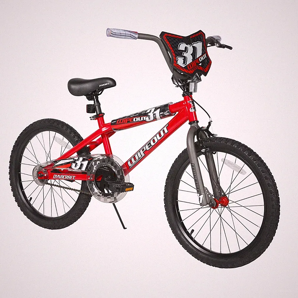 US Dynacraft Wipeout Boys 20" BMX Bike, Red, For Kids Age 7-14 Years, Red
