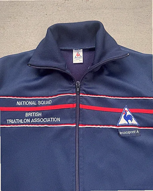 Vintage Le Coq Sportif Jacket Mens Medium Blue British Triathlon National Squad