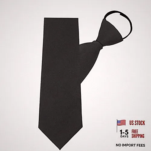 Zipper Ties for Women, Pre-tied Adjustable Boys/Girls Neck Ties for Black