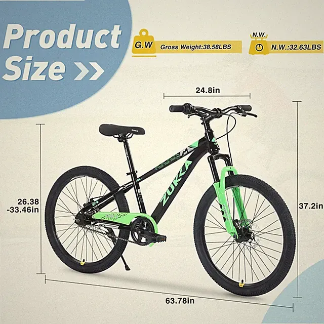 ZUKKA Mountain Bike,24 Inch MTB for Boys and Girls Age 9-12 Years